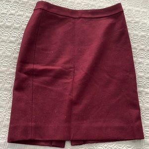 Maroon wool J. Crew pencil skirt size 0